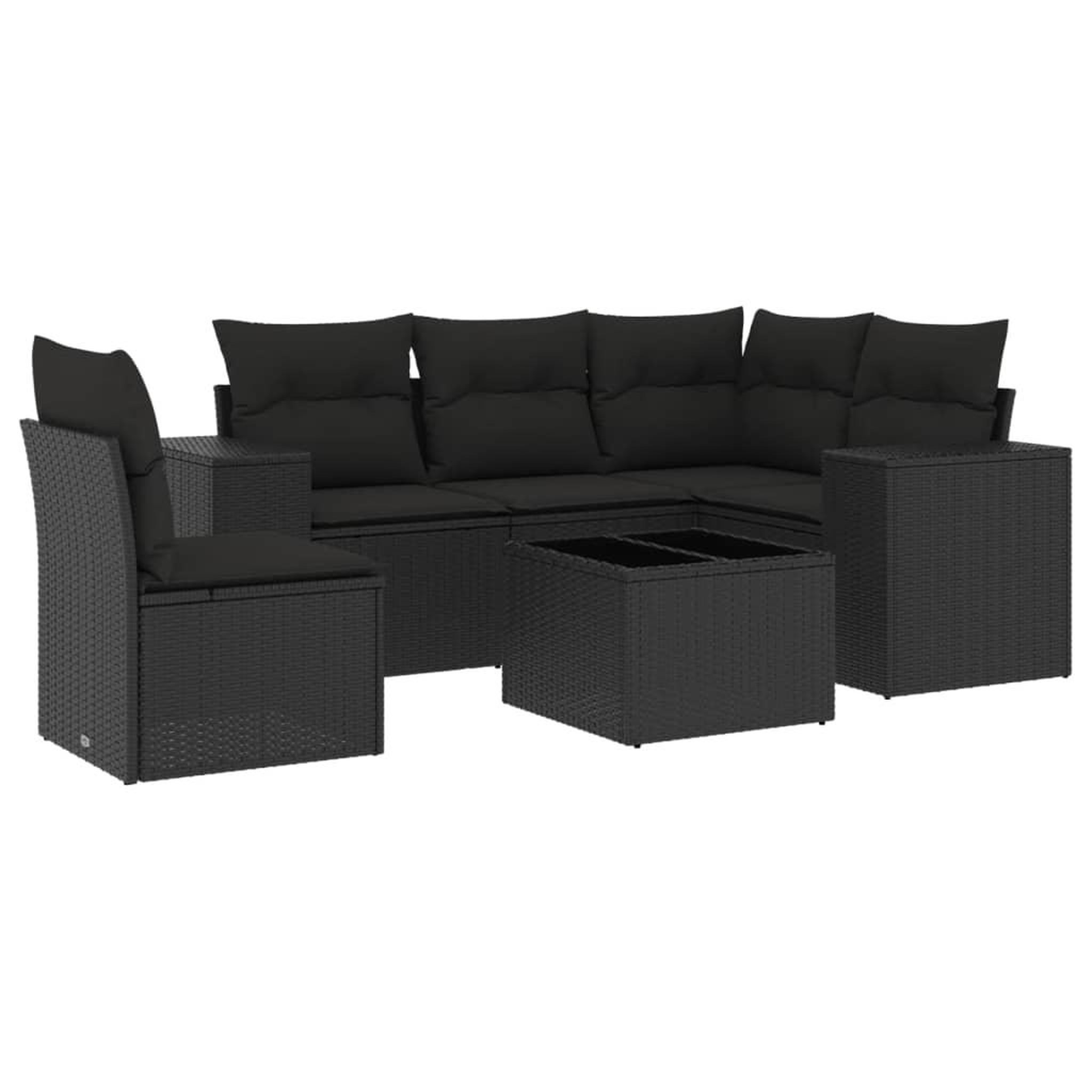 Voir la diapositive 2 : VIDAXL Salon de jardin 6 pcs avec coussins noir resine tressee