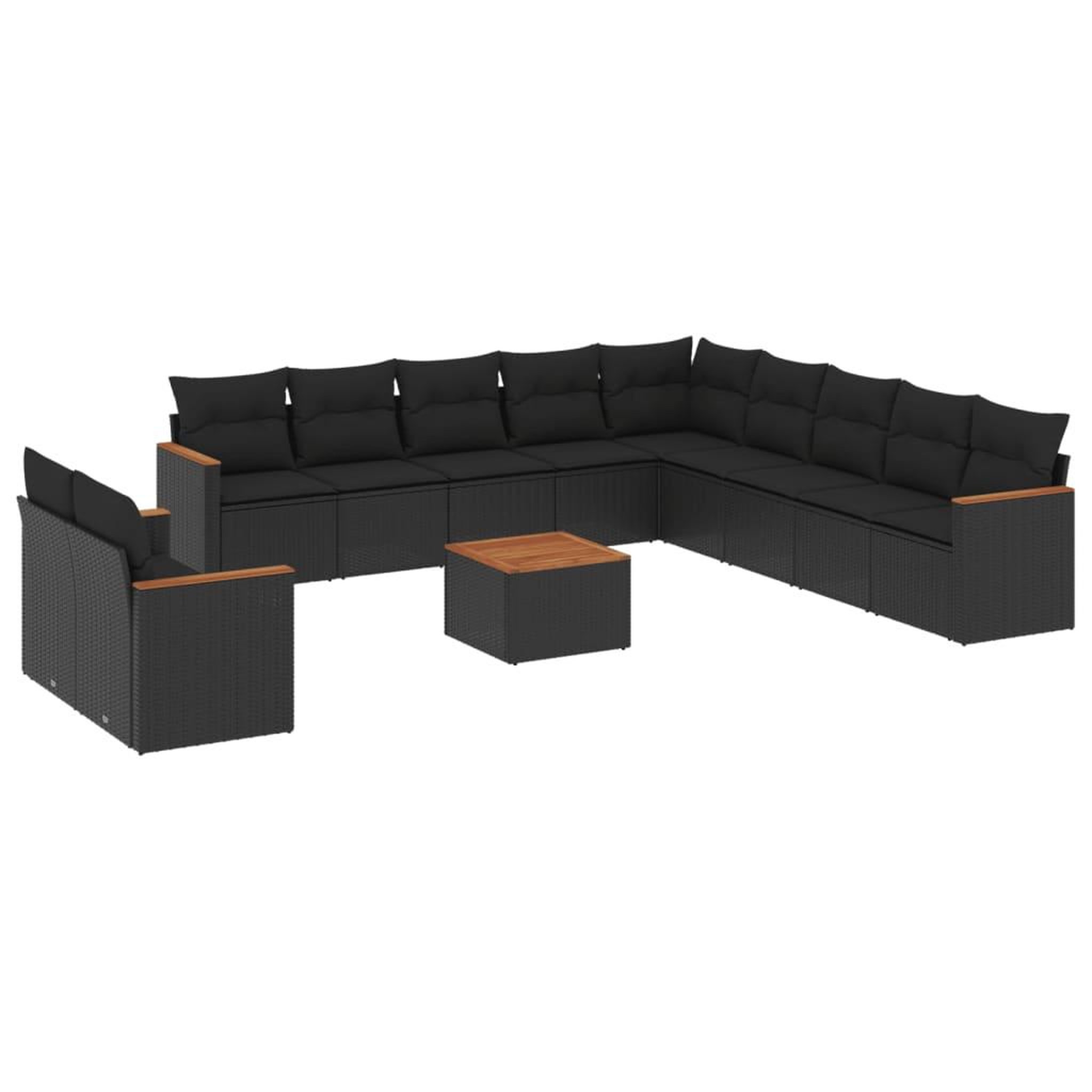 Voir la diapositive 2 : VIDAXL Salon de jardin 12 pcs avec coussins noir resine tressee