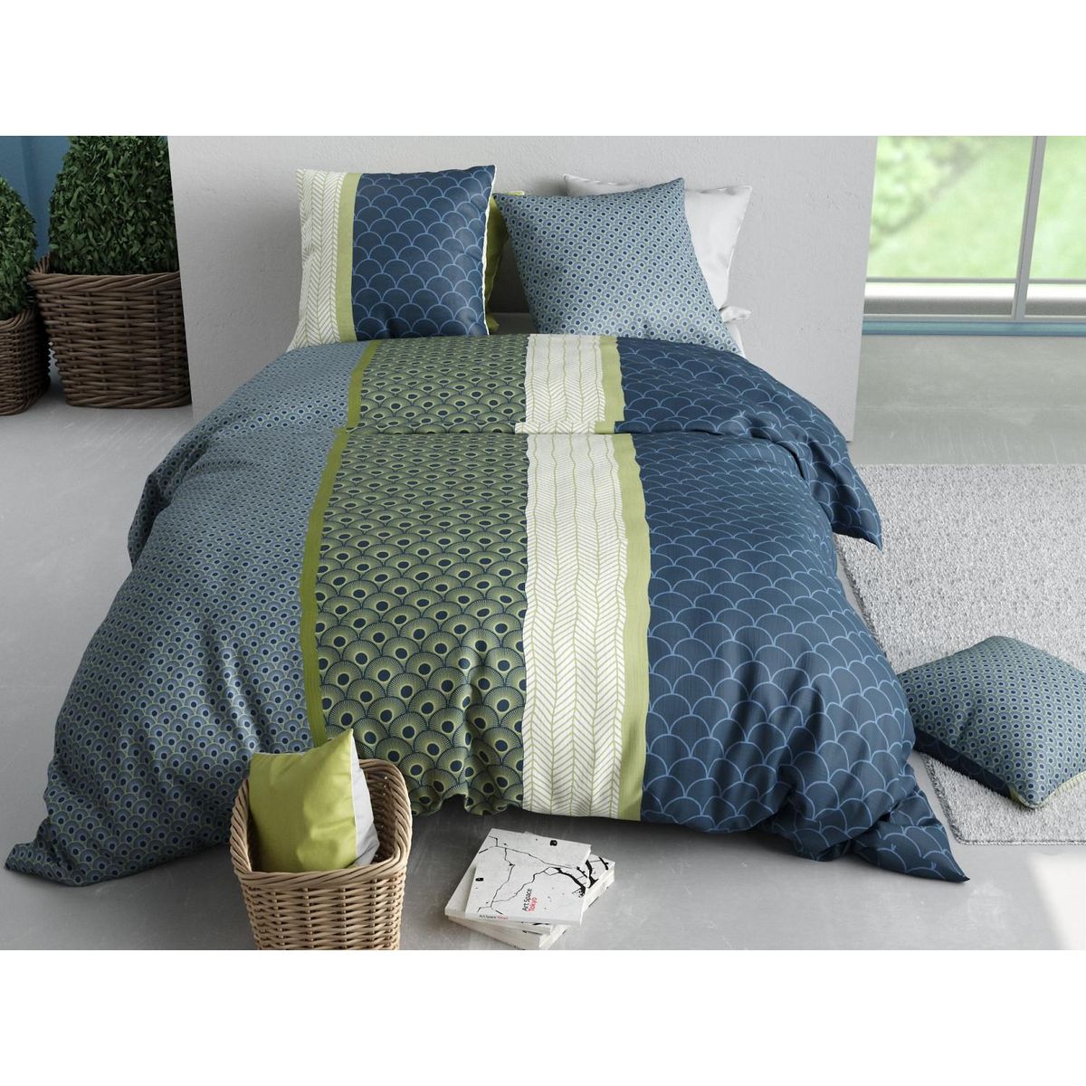 ATELIER DU COTON Parure housse de couette 100% coton 57fils polo