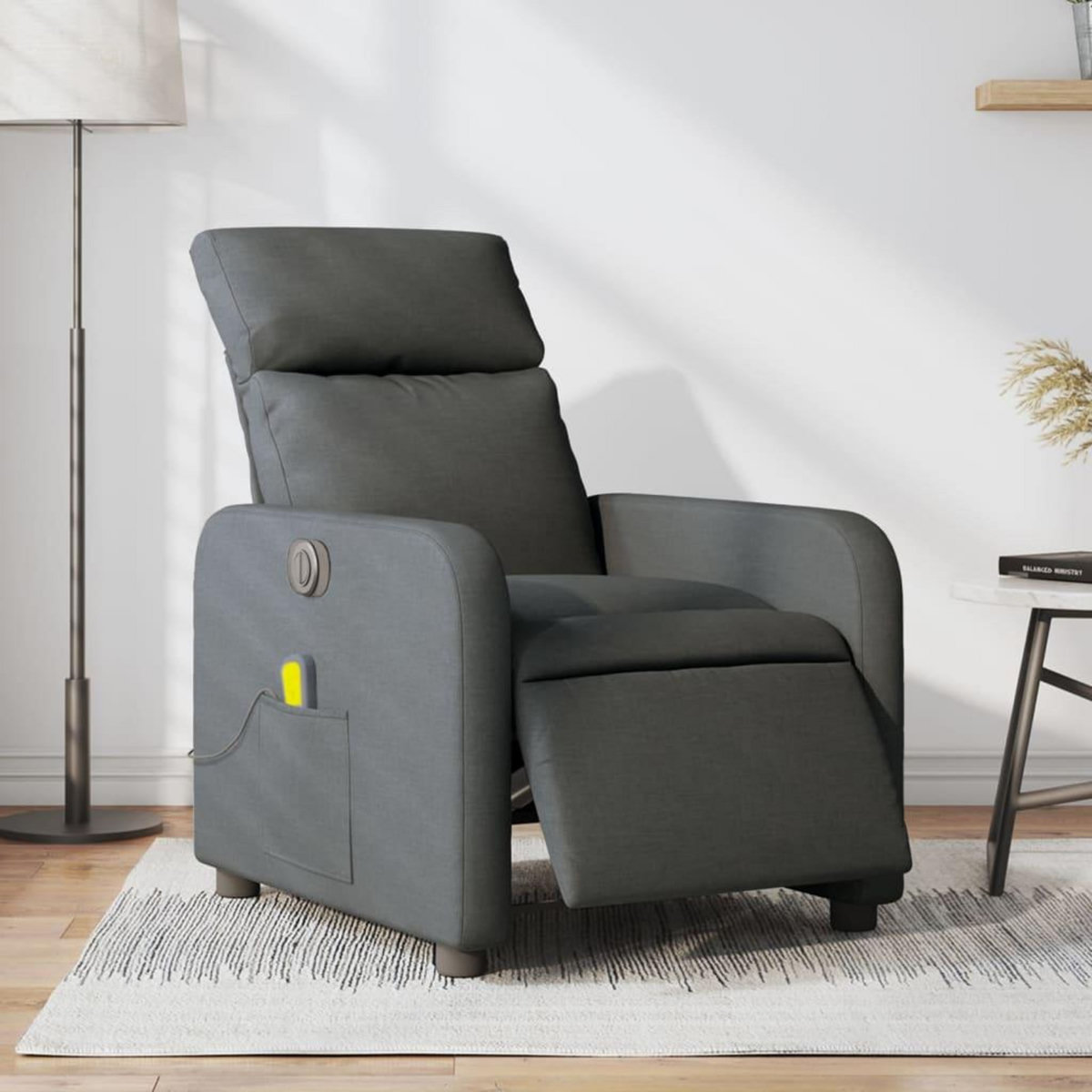 VIDAXL Fauteuil inclinable de massage electrique gris fonce tissu