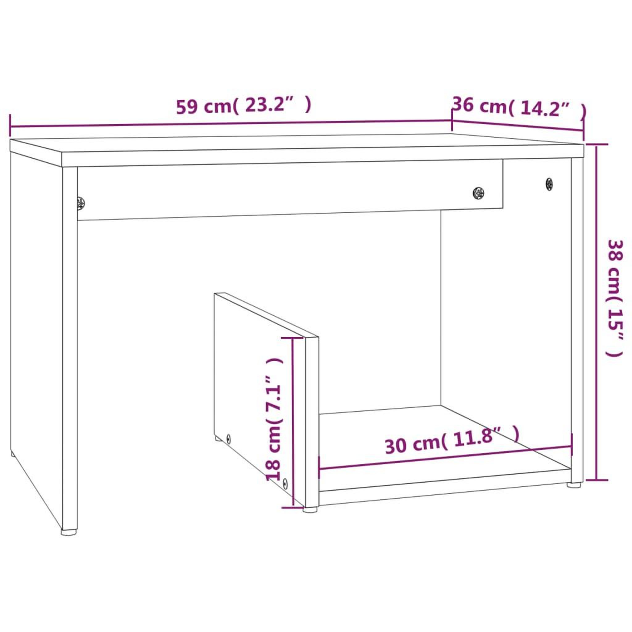 Voir la diapositive 6 : VIDAXL Table d'appoint Chene fume 59x36x38 cm Bois d'ingenierie