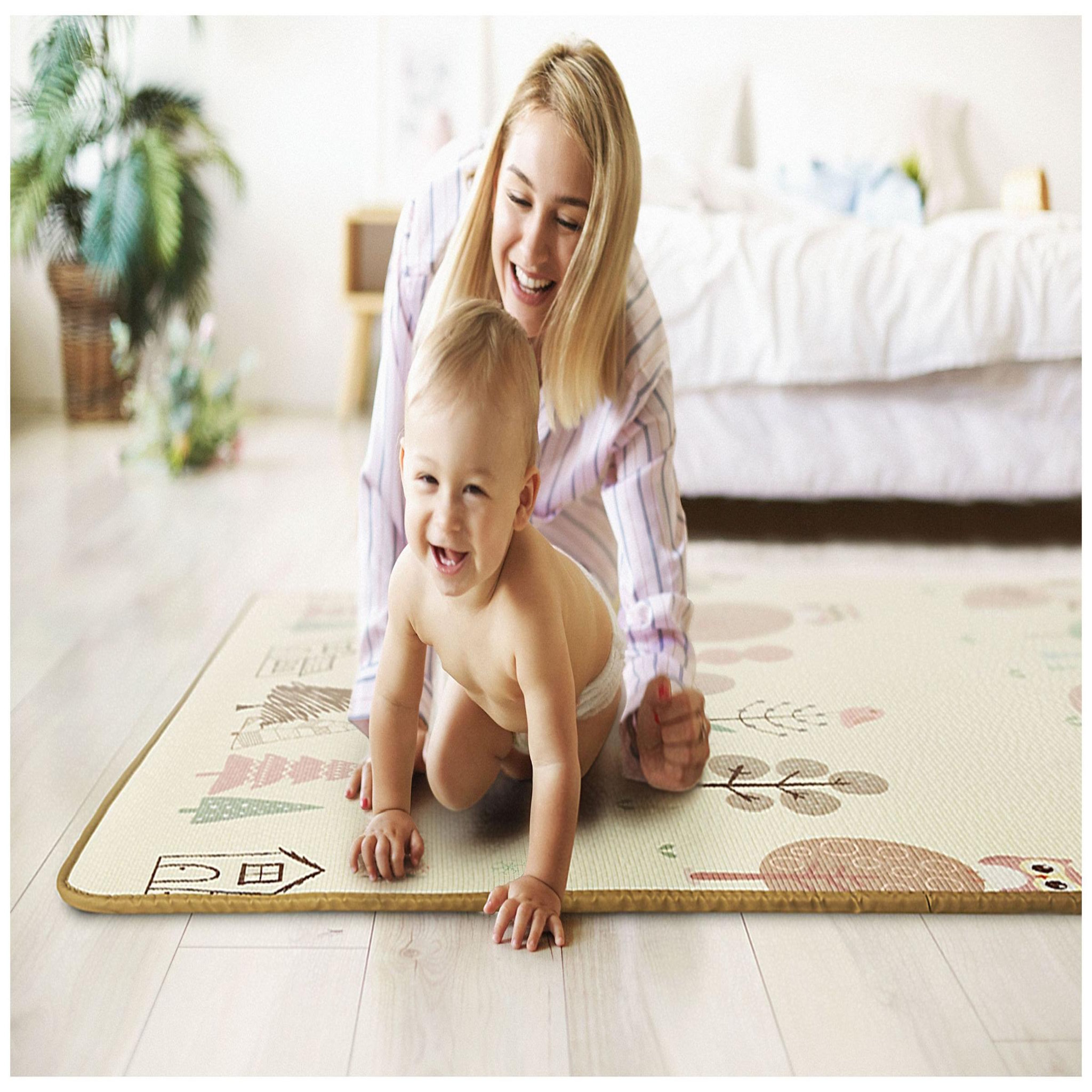 Voir la diapositive 4 : MAMABRUM Tapis d'éveil Mousse Enfant Foret et Zigzag 180x150 cm Epaisseur 2 cm Naissance