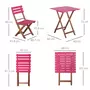 OUTSUNNY Ensemble bistro de jardin 3 pièces pliantes style colonial 2 chaises + table bois pin pré-huilé peint rouge