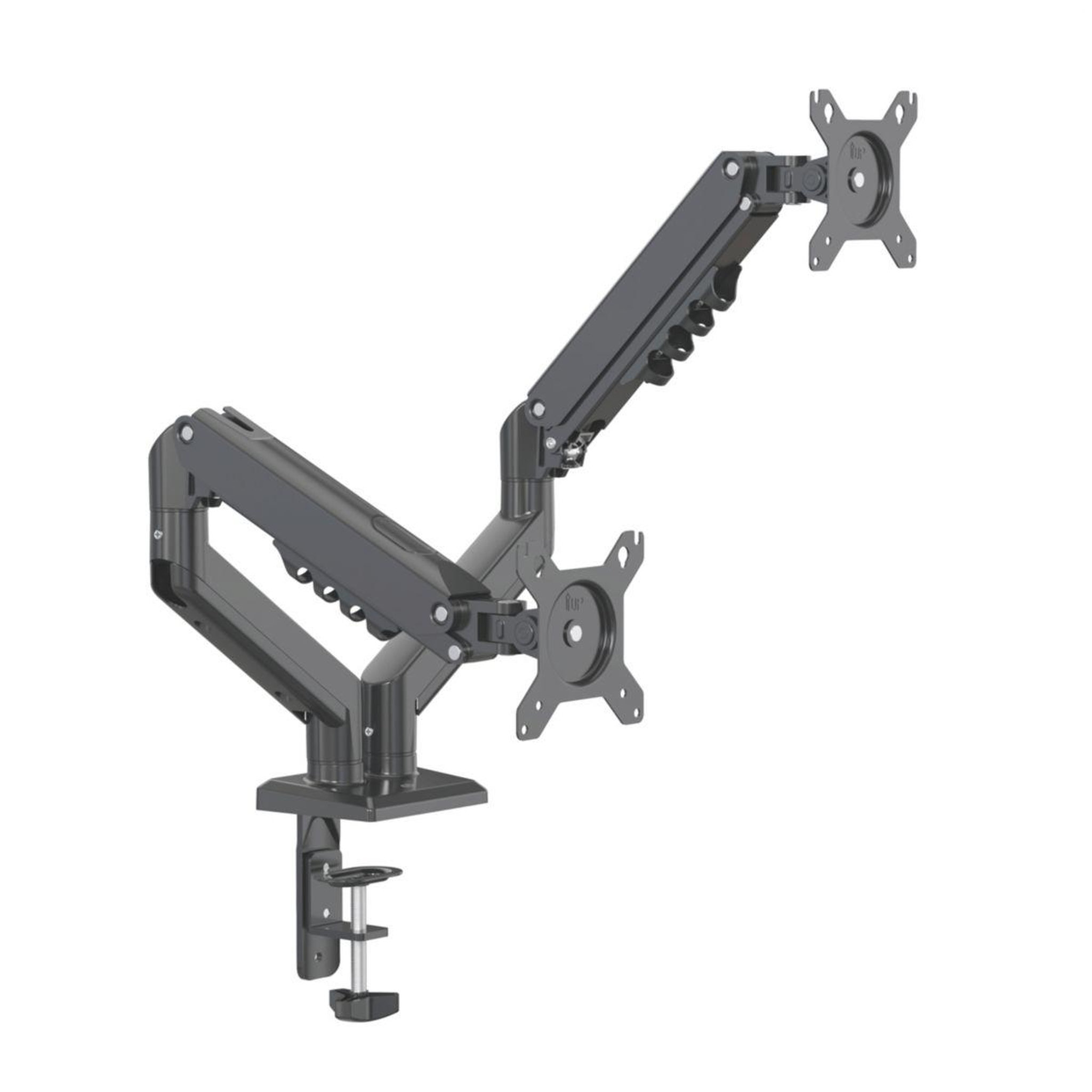 Voir la diapositive 4 : ESSENTIEL B Bras support moniteur double de 15'' à 32''