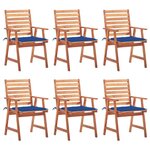 VIDAXL Chaises a manger d'exterieur lot de 6 et coussins Acacia massif