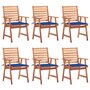 Voir la diapositive 1 : VIDAXL Chaises a manger d'exterieur lot de 6 et coussins Acacia massif
