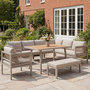 Voir la diapositive 1 : MERAX Salon de jardin 7 places avec canapé angle, fauteuil et pouf table