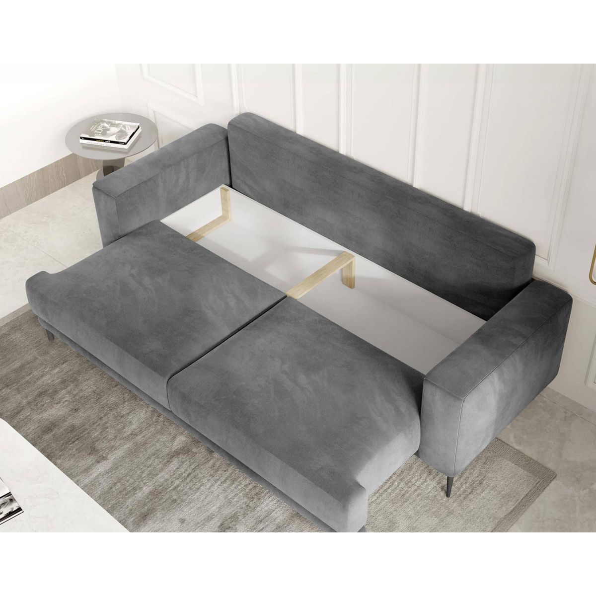 BEST MOBILIER Bucay - canapé 3 places - convertible avec coffre - en velours