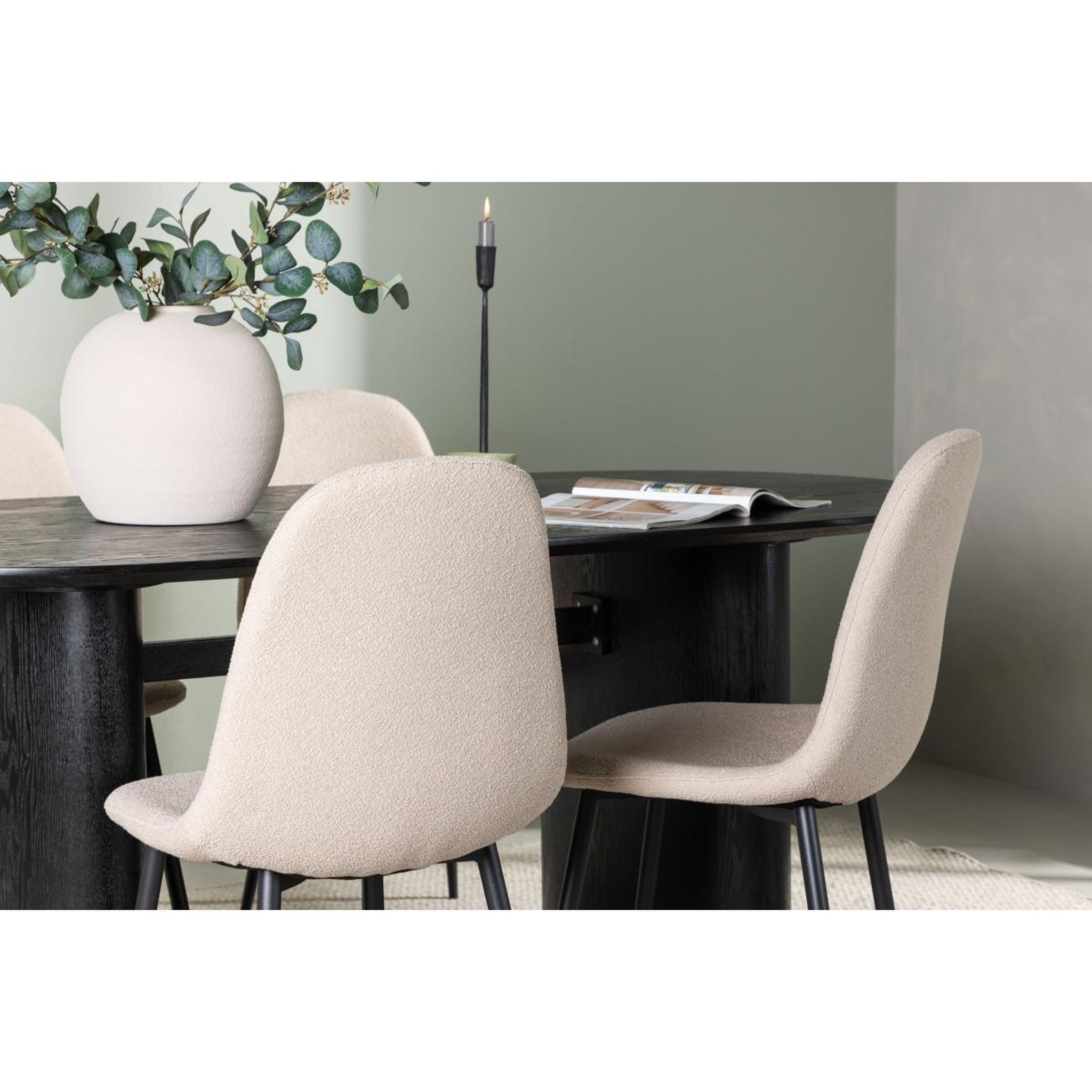 Voir la diapositive 6 : Paris Prix Ensemble table à manger & 4 chaises  isolde & polar  180cm noir & beige