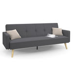 ID MARKET Canapé droit scandinave 3 places convertible LARS en tissu gris