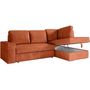 Voir la diapositive 4 : LOUNGITUDE Canapé d'angle droit 3 places convertible ADEN avec coffre en velours côtelé - Terracotta - L246 x P174 x H96cm - LOUNGITUDE