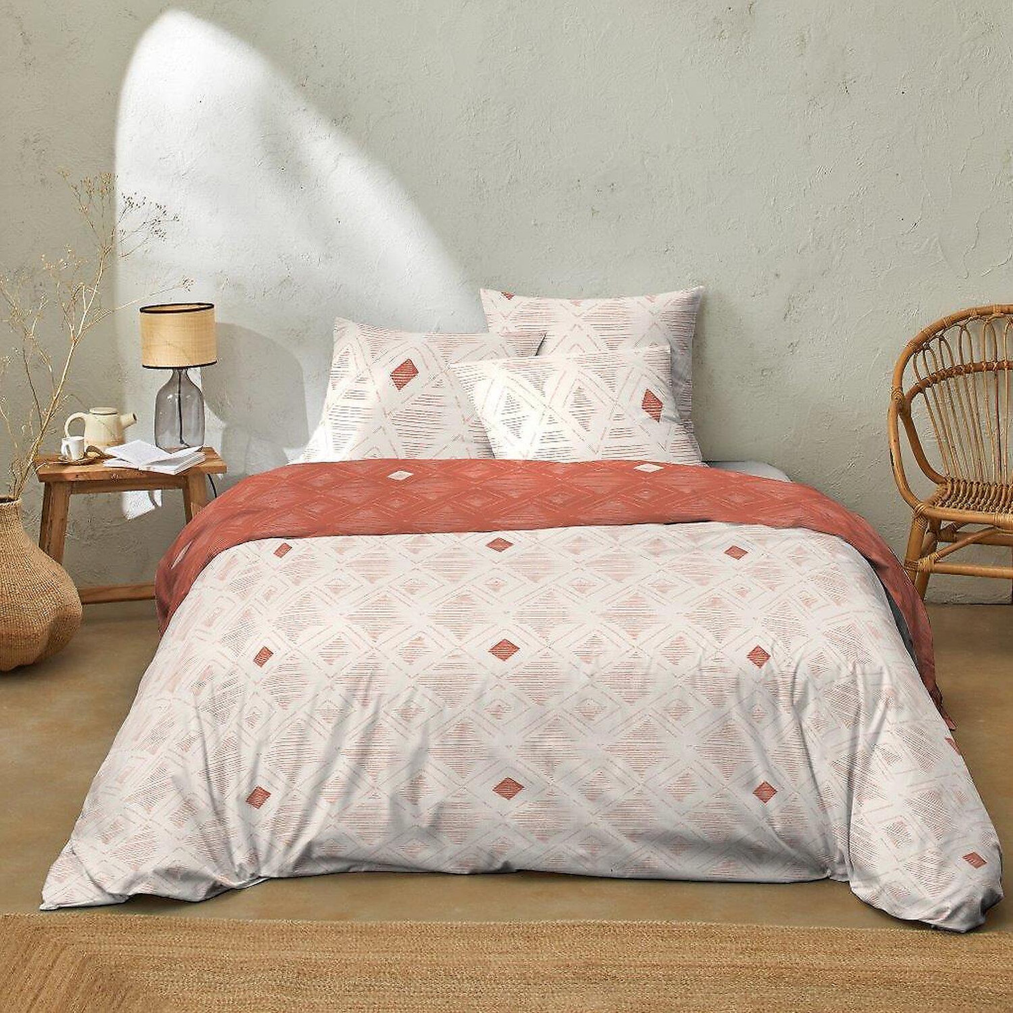 Voir la diapositive 2 : Home collection Parure de couette 3 pcs 240x220cm 100% coton 57 fils fati