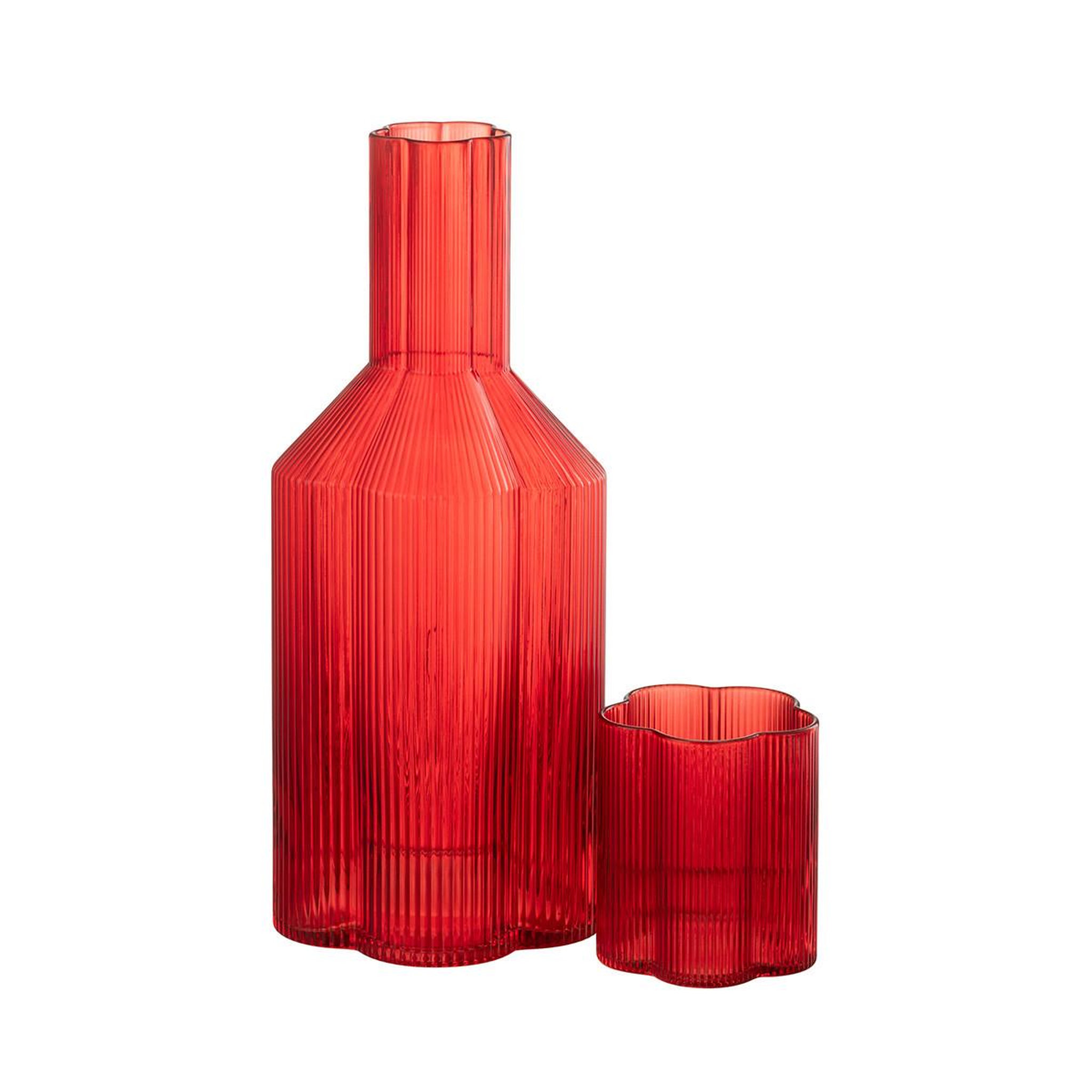 Voir la diapositive 3 : J-LINE Carafe en verre  fiole  27cm rouge
