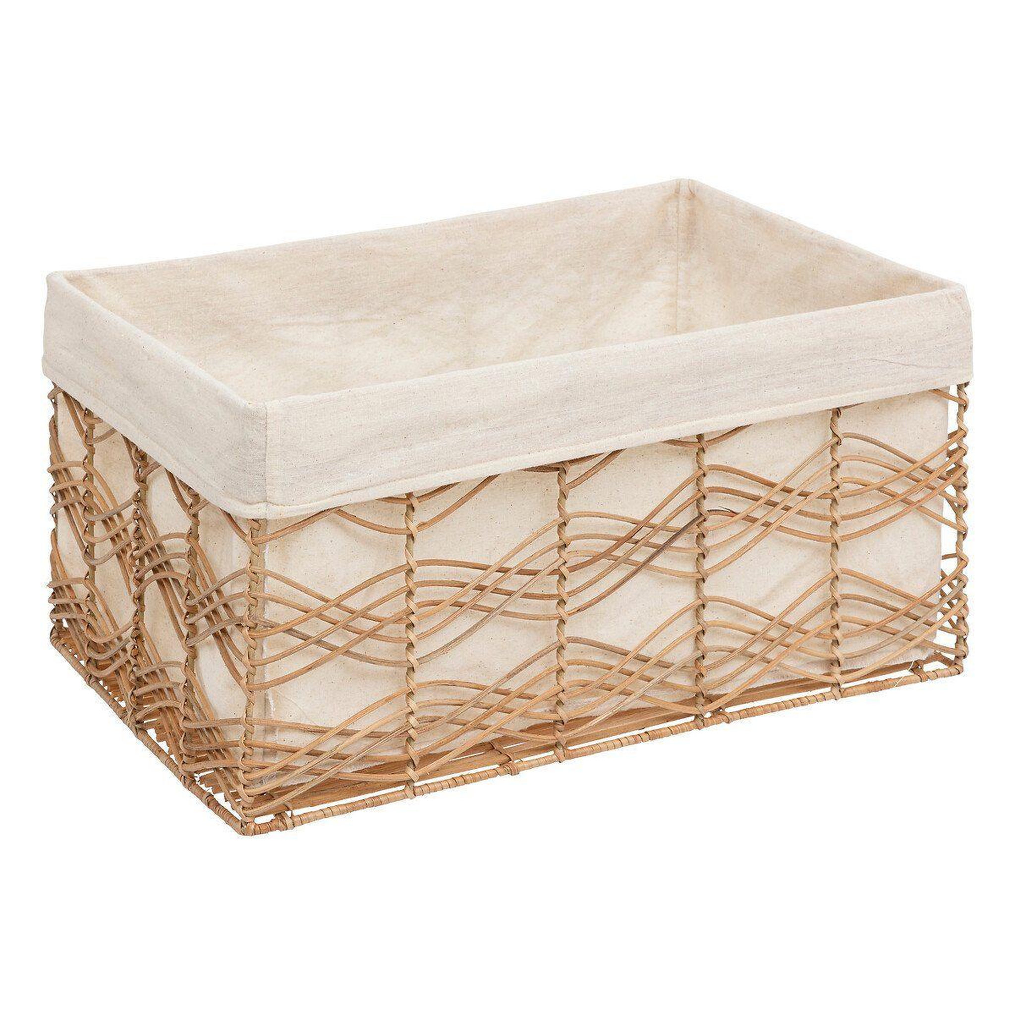 Voir la diapositive 2 : ATMOSPHERA Lot de 4 cagettes en rotin  rosy  48cm naturel