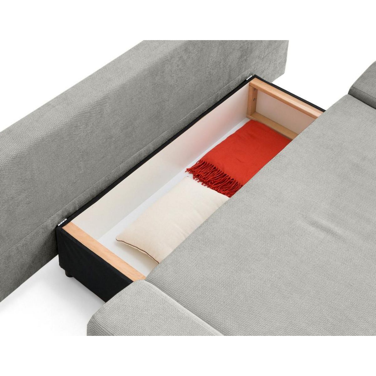 BEST MOBILIER Larson - canapé droit 3 places convertible avec coffre en velours texturé