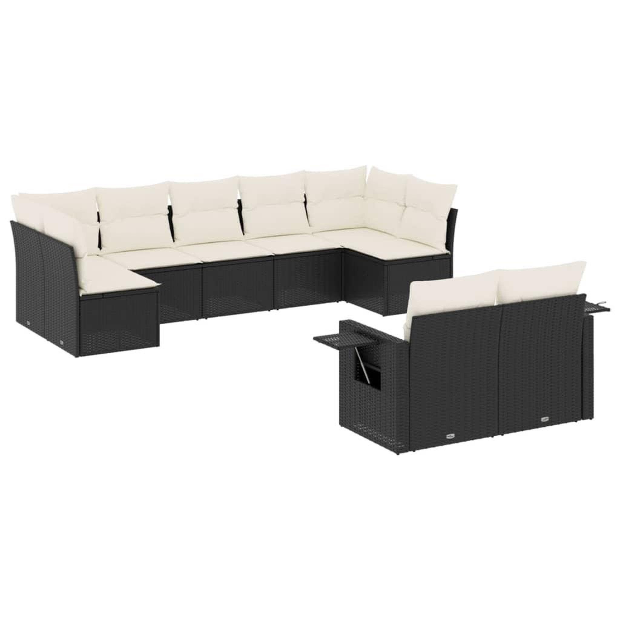 Voir la diapositive 2 : VIDAXL Salon de jardin 9 pcs avec coussins noir resine tressee