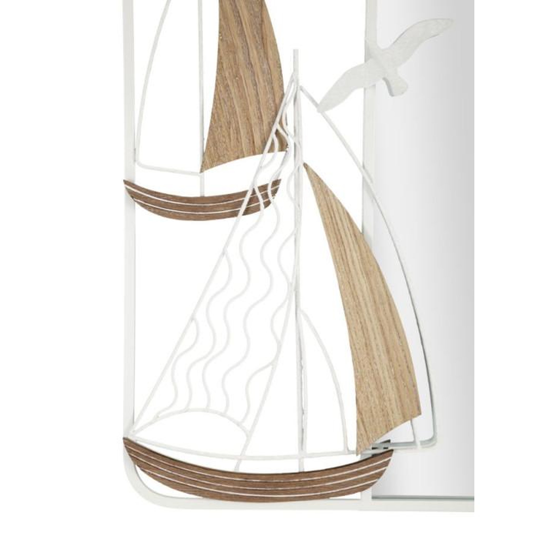 Voir la diapositive 2 : Paris Prix Miroir Mural Design  Adriatic  60cm Blanc & Naturel