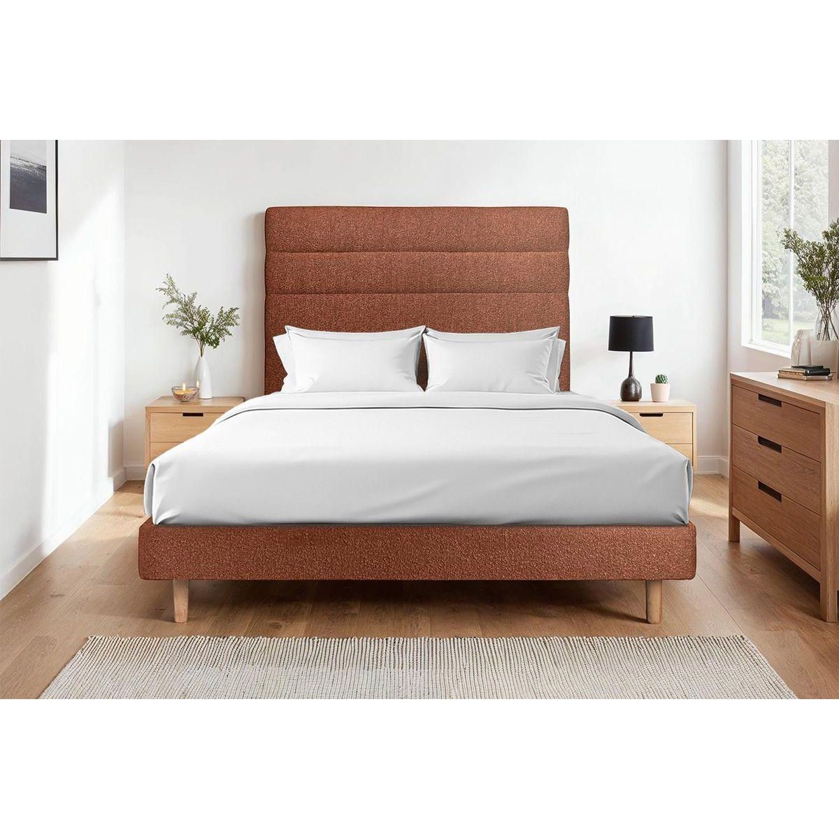 Sommeil de Plomb Lit avec tête de lit lignes bouclette et sommier kit- Hauteur totale : 29cm