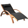 Voir la diapositive 1 : OUTSUNNY Transat chaise longue design style tropical bois massif naturel coloris beige noir