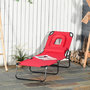 Voir la diapositive 3 : OUTSUNNY Bain de soleil pliable transat inclinable 4 positions chaise longue de lecture 3 coussins fournis rouge
