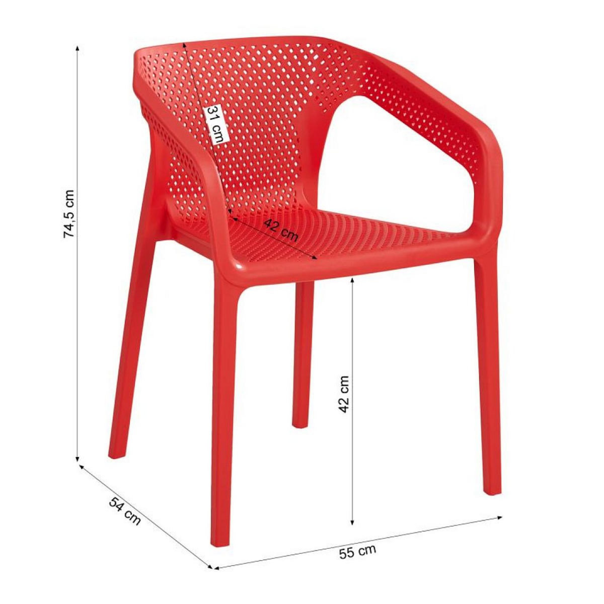 HomeStyle4U Salon de jardin Table et 2 chaises en rouge