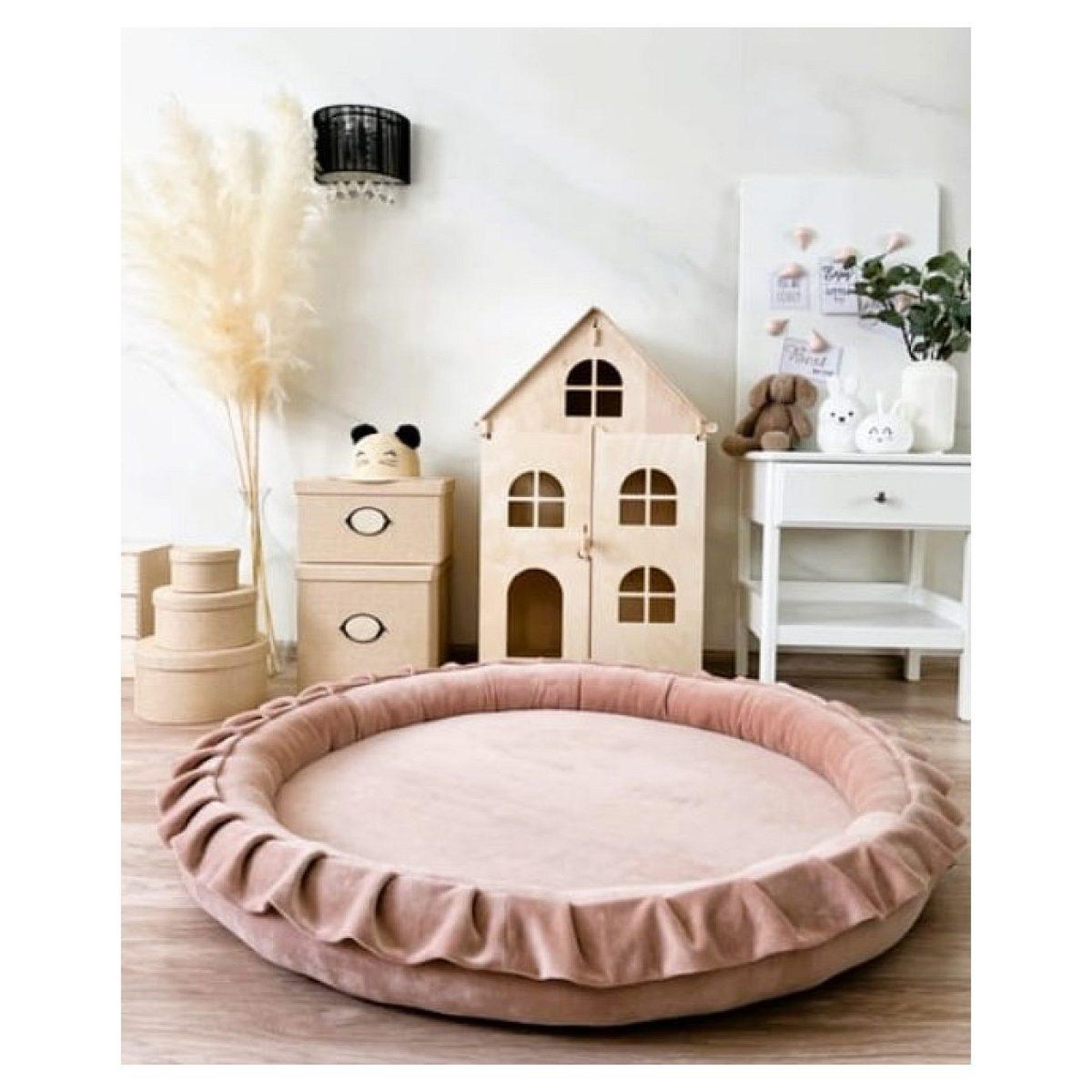 Voir la diapositive 2 : MONIO FOR KIDS Tapis de jeu nid en velours beige