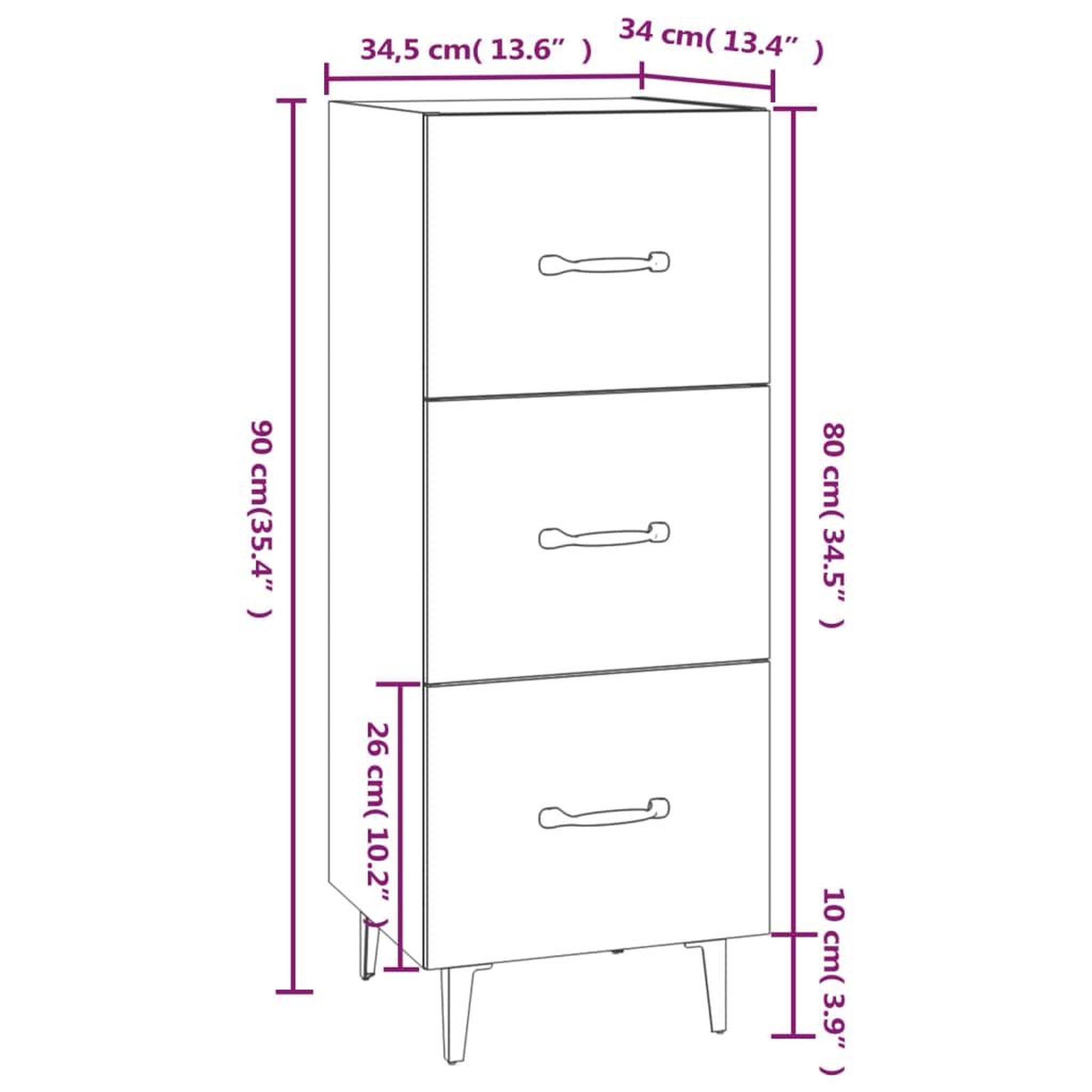 Voir la diapositive 6 : VIDAXL Buffet Gris beton 34,5x34x90 cm Bois d'ingenierie