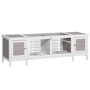 Voir la diapositive 1 : PAWHUT Clapier cage à lapin 2 portes toit ouvrant cloison amovible 2 niches plateaux déjection blanc gris