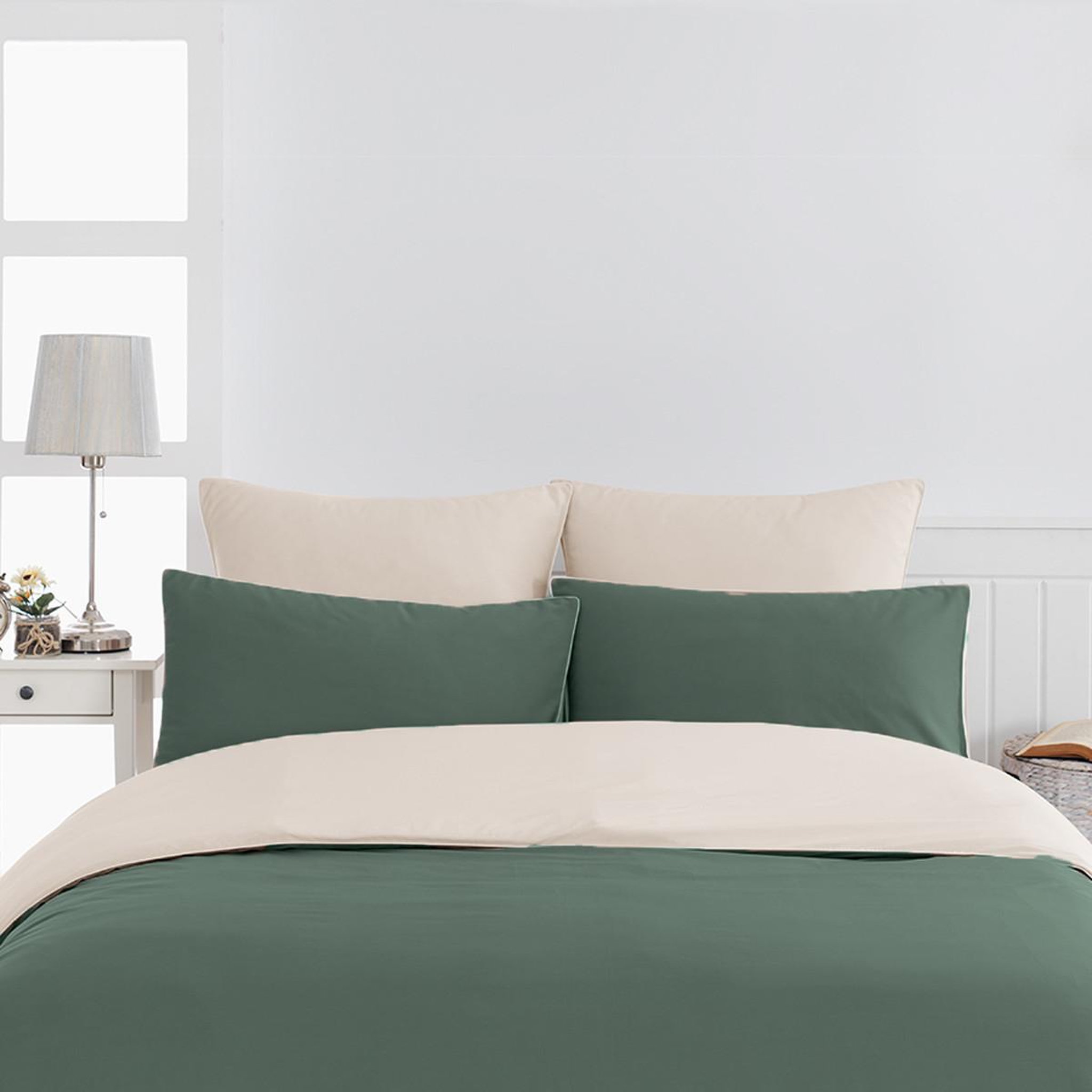 Voir la diapositive 2 : Sensei Maison Housse de couette bicolore en percale coton DOZMARY
