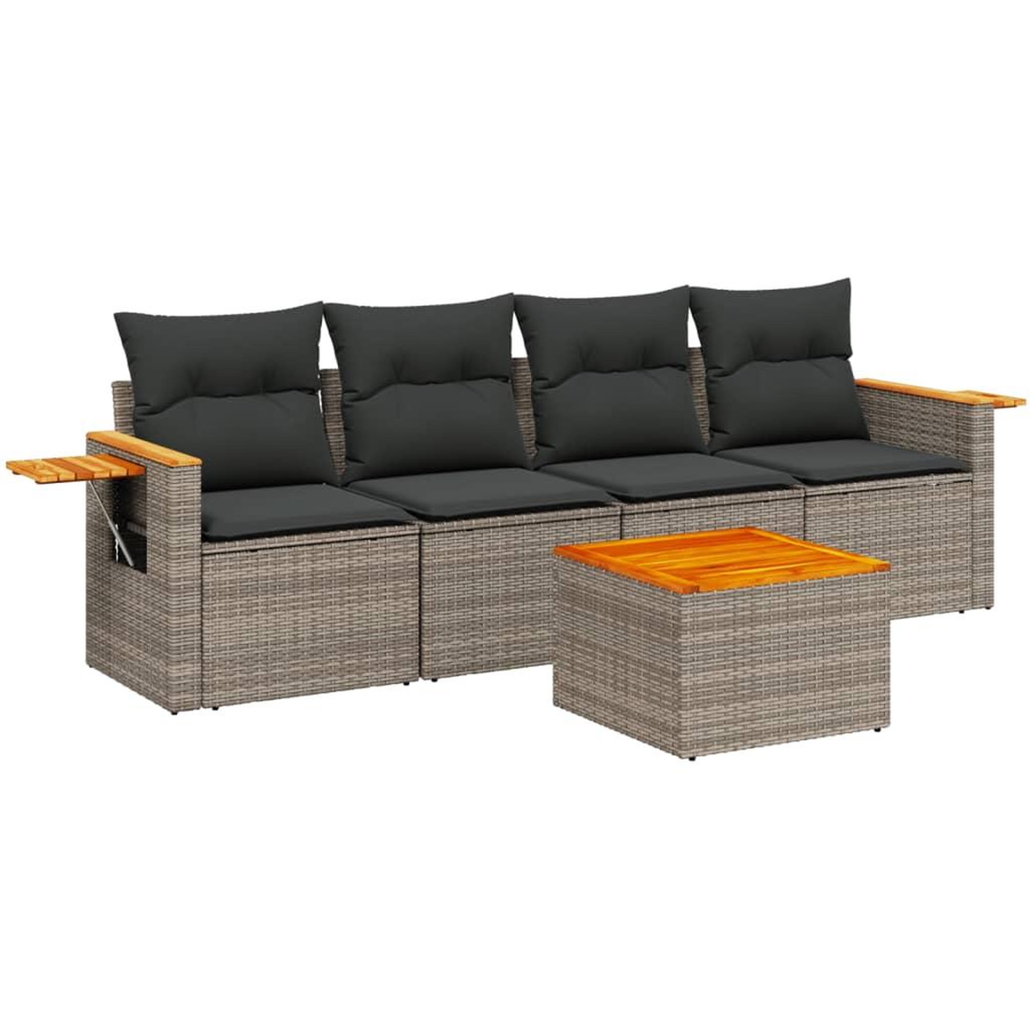 Voir la diapositive 2 : VIDAXL Salon de jardin 5 pcs avec coussins gris resine tressee