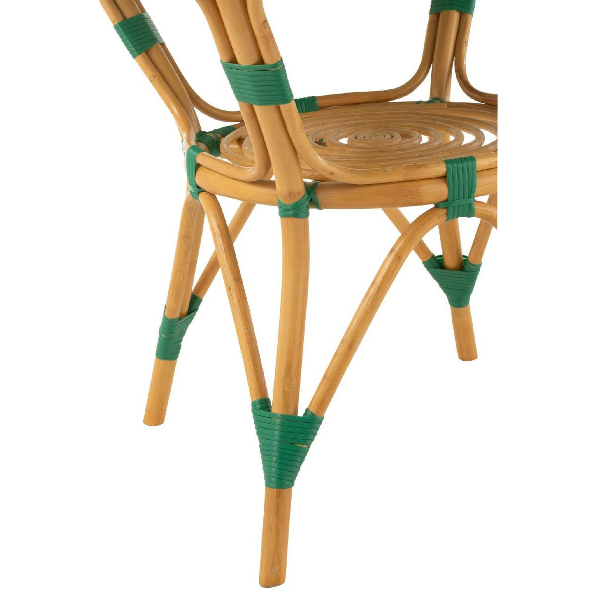 Voir la diapositive 5 : J-LINE Table à manger en rotin  danial  90cm vert foncé