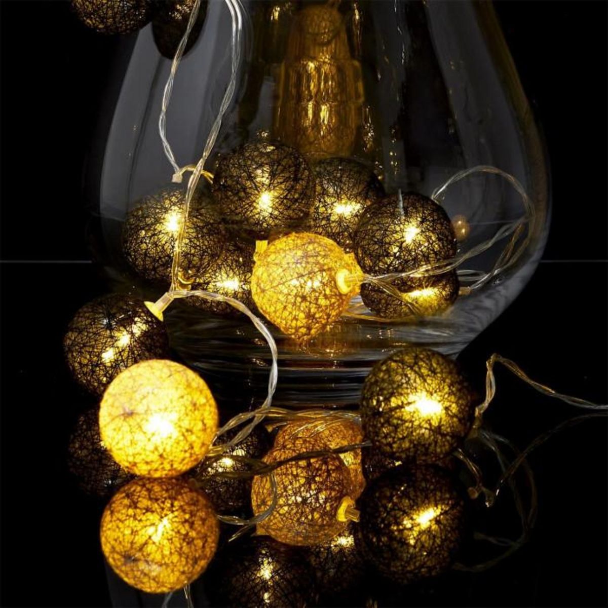 Paris Prix Guirlande Lumineuse Led  Boule  360cm Noir & Or