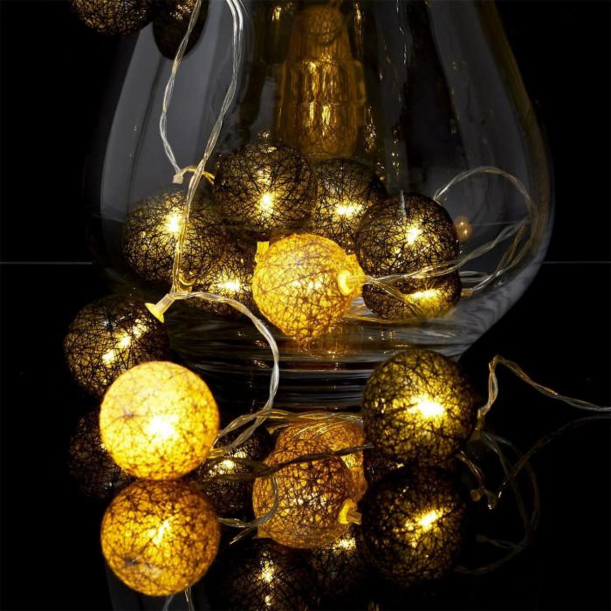 Paris Prix Guirlande Lumineuse Led  Boule  360cm Noir & Or
