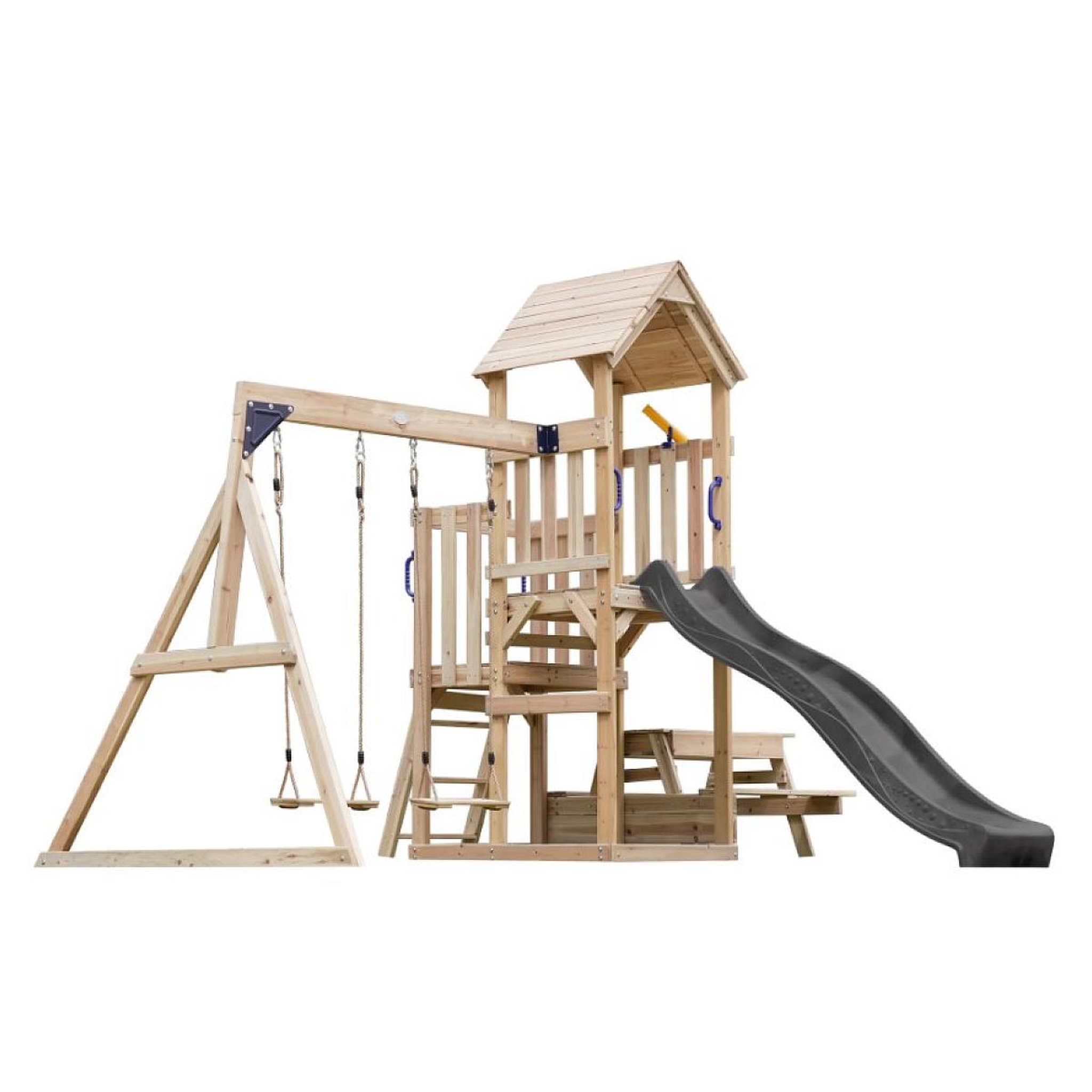 Axi House Portique Mette 2 balançoires + table toboggan gris