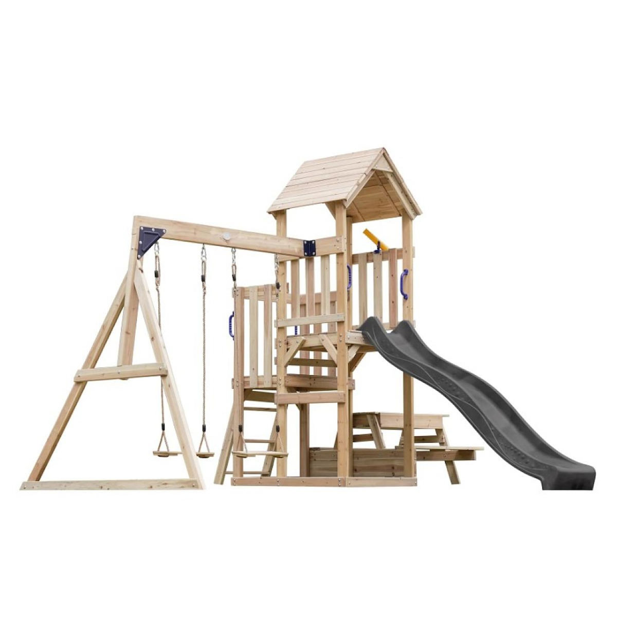 Axi House Portique Mette 2 balançoires + table toboggan gris