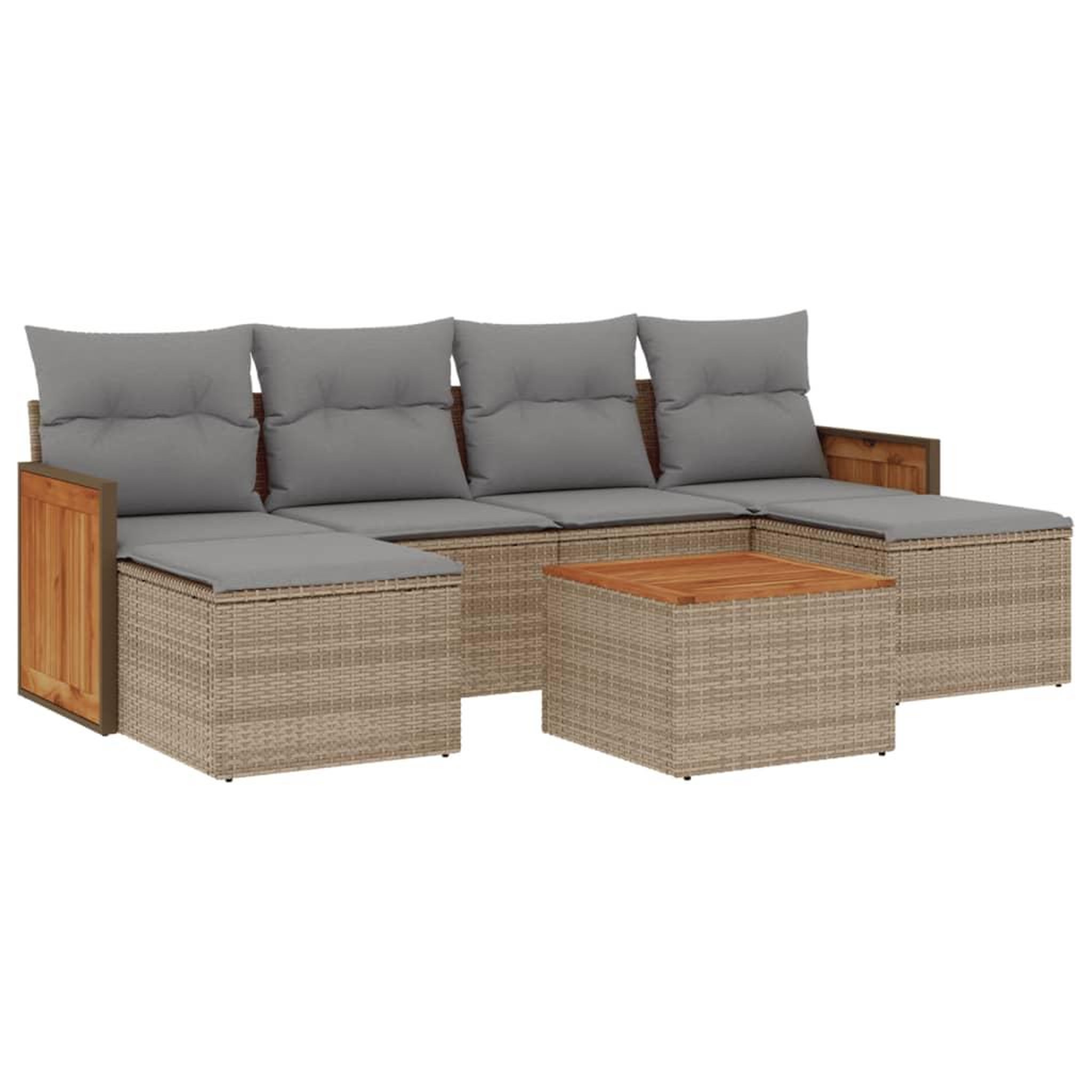 Voir la diapositive 2 : VIDAXL Salon de jardin avec coussins 7 pcs beige resine tressee
