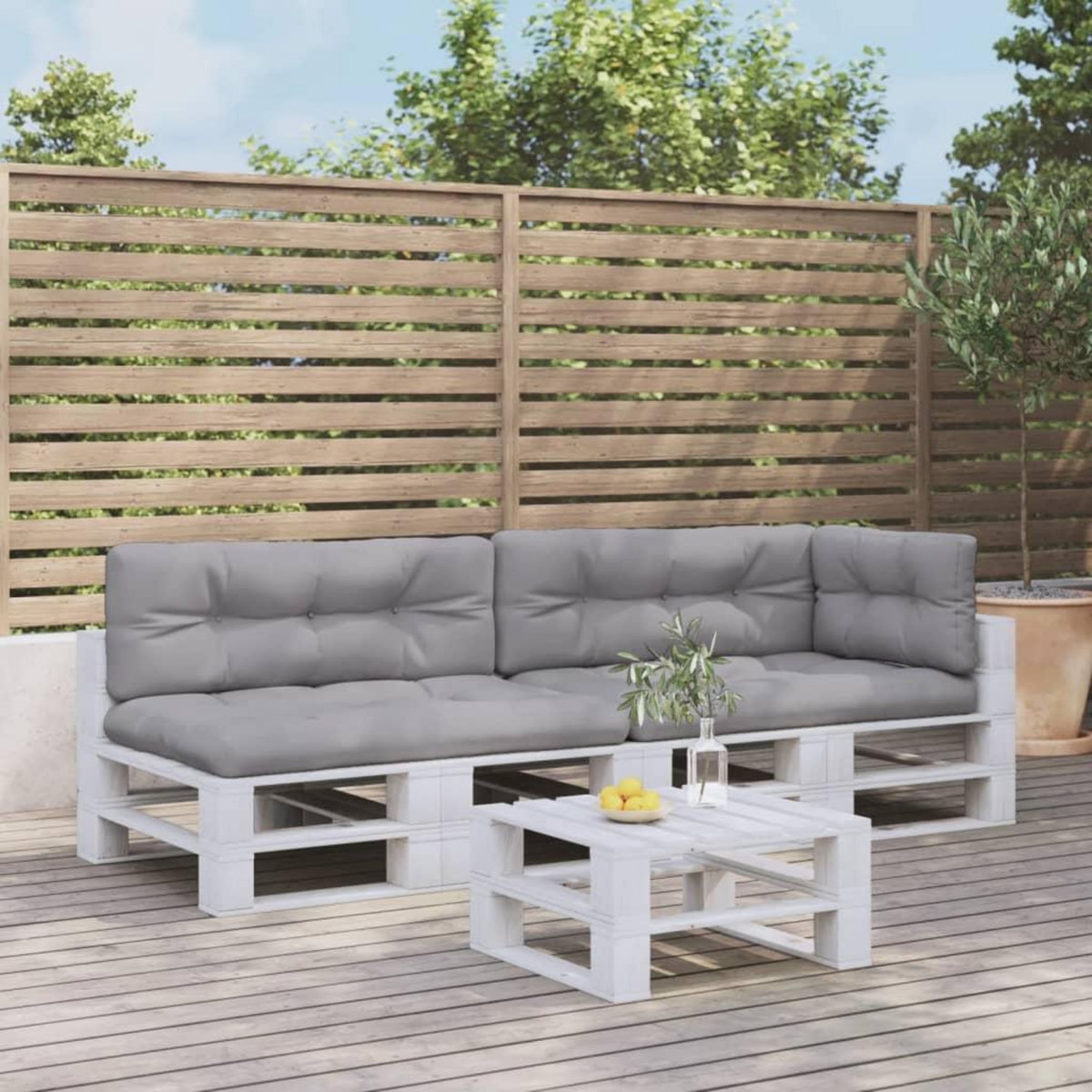 VIDAXL Coussins de palette lot de 5 gris tissu