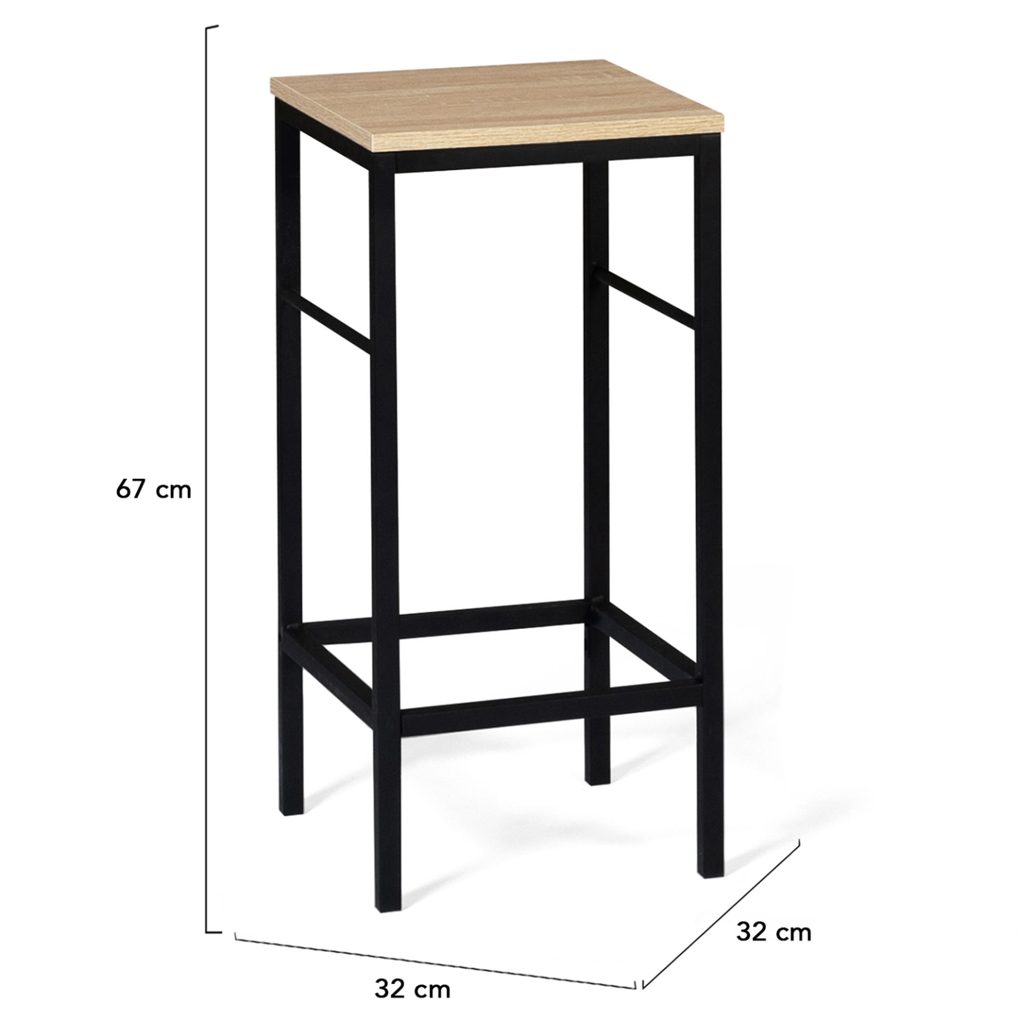 Voir la diapositive 6 : ID MARKET Ensemble ilot central 110 cm bois noir et imitation hêtre et 4 tabourets design industriel