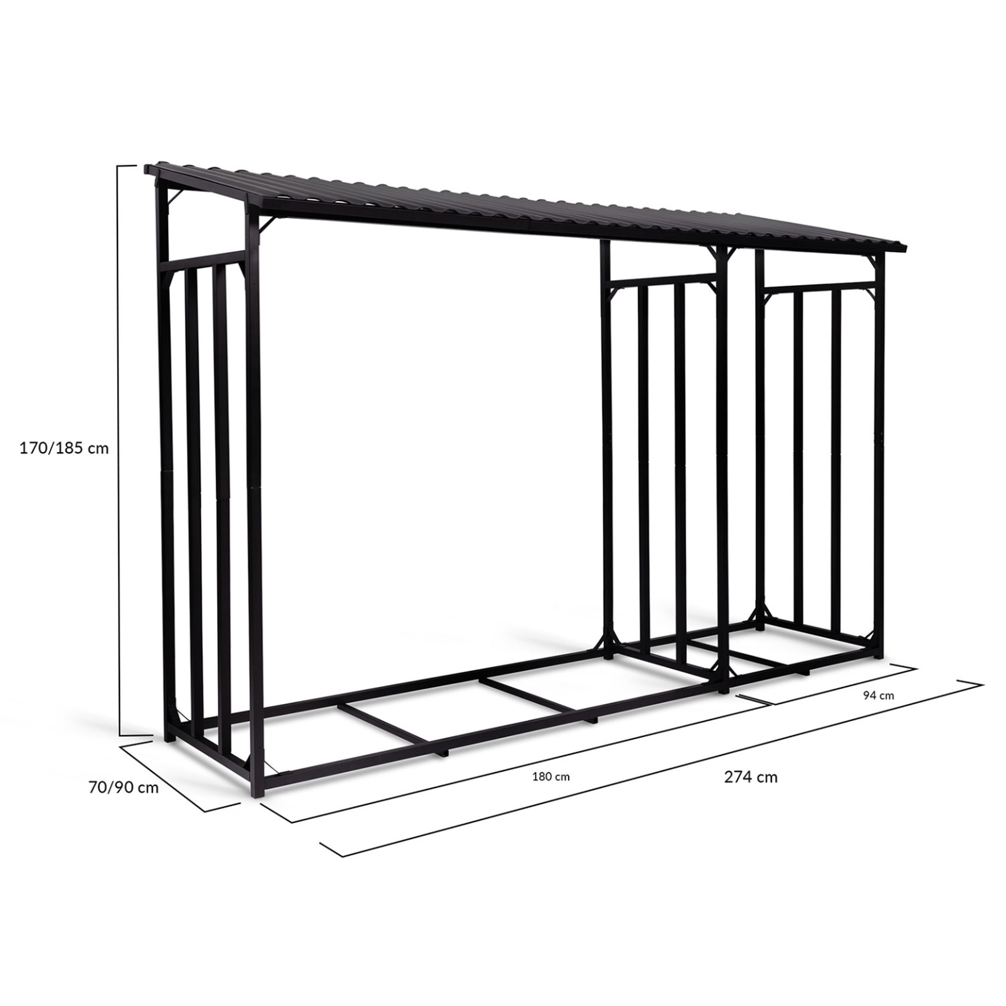 Voir la diapositive 4 : ID MARKET Abri de stockage en acier galvanisé pour bûches l. 274 cm avec housse de protection