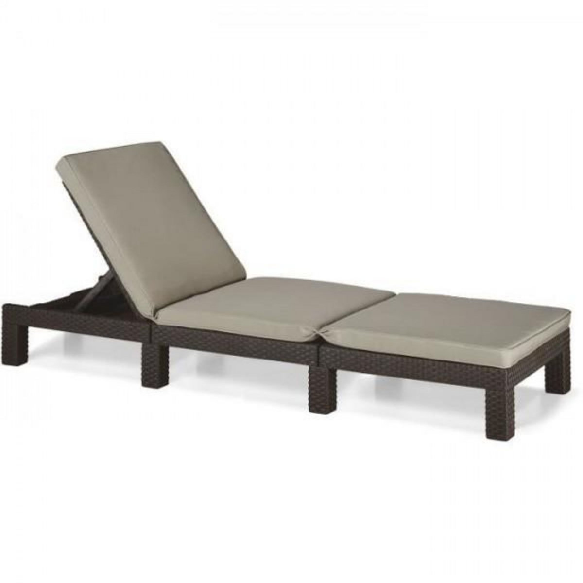 ALLIBERT by KETER Transat Allibert by KETER - Daytona - bain de soleil - résine imitation rotin tressé - marron - dossier réglable