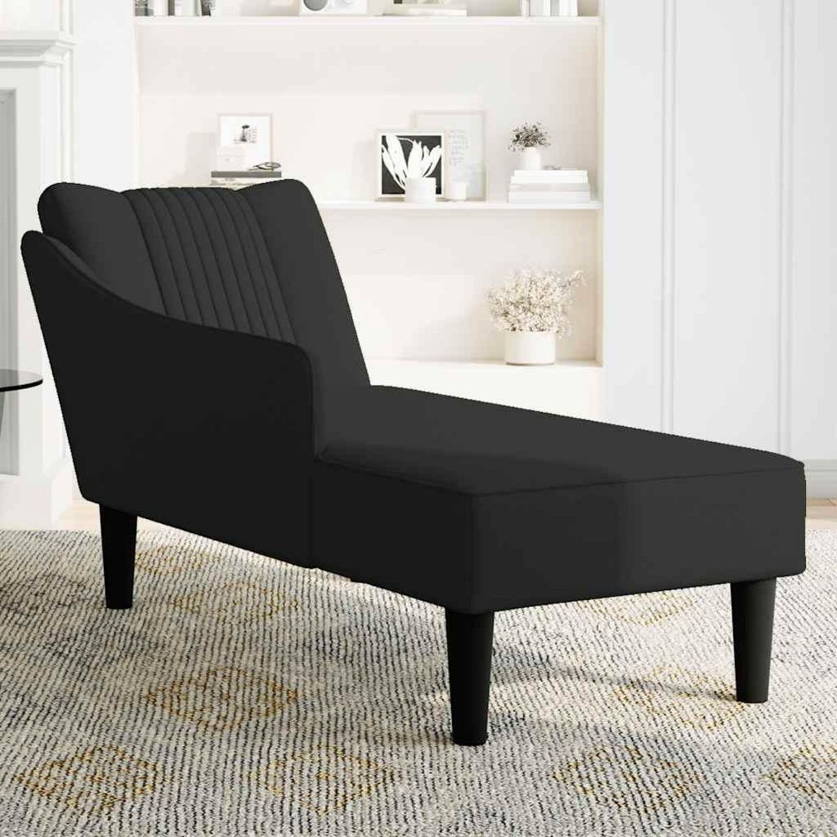 VIDAXL Fauteuil long avec accoudoir droit noir velours