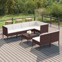 Voir la diapositive 1 : VIDAXL Salon de jardin 8 pcs avec coussins resine tressee marron