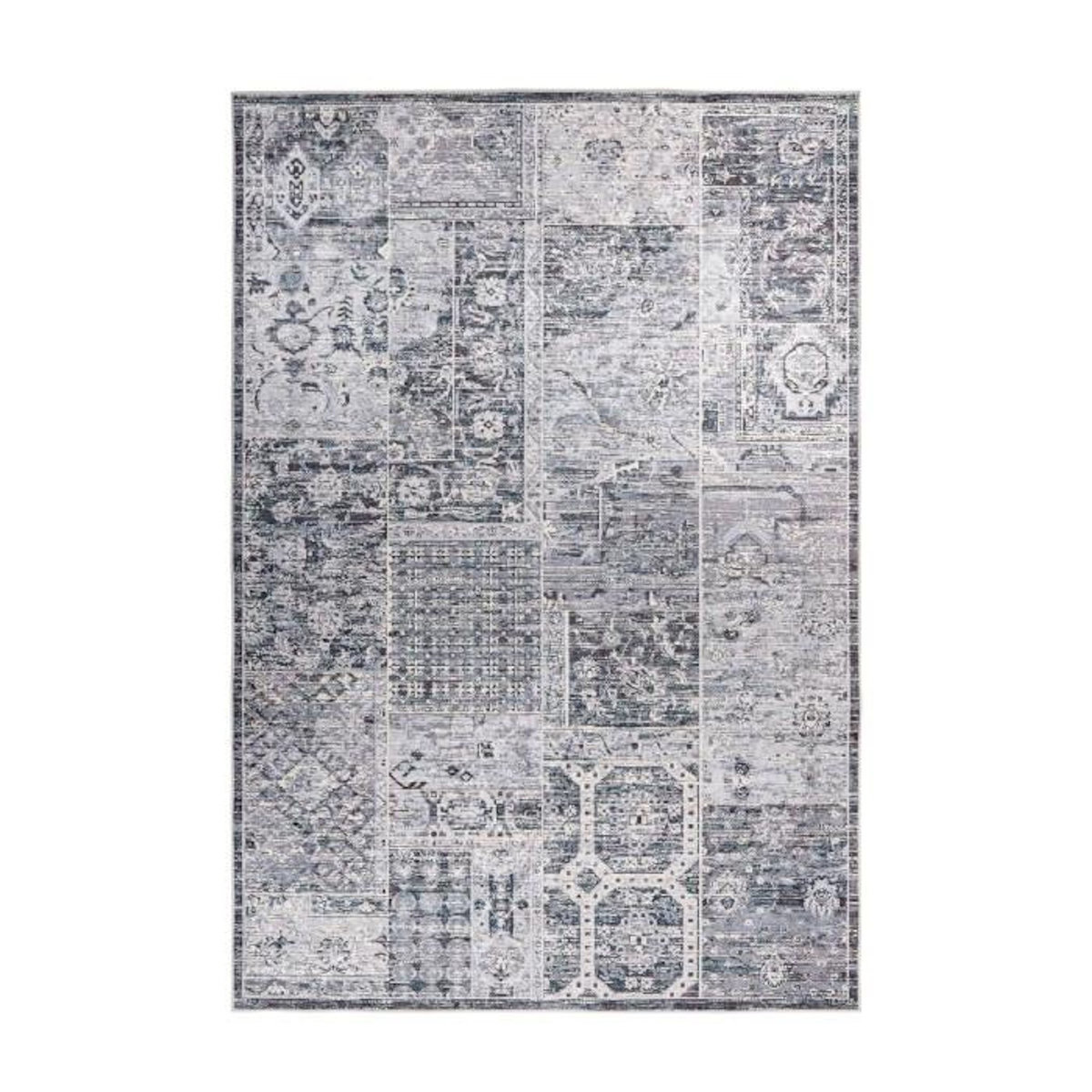 Paris Prix Tapis Vintage Imprimé à Poils Plats  Rhodin  Gris