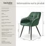 Voir la diapositive 6 : tectake Chaise de salle à manger rembourrée et en velours matelassé vert foncé/noir Lot de 6