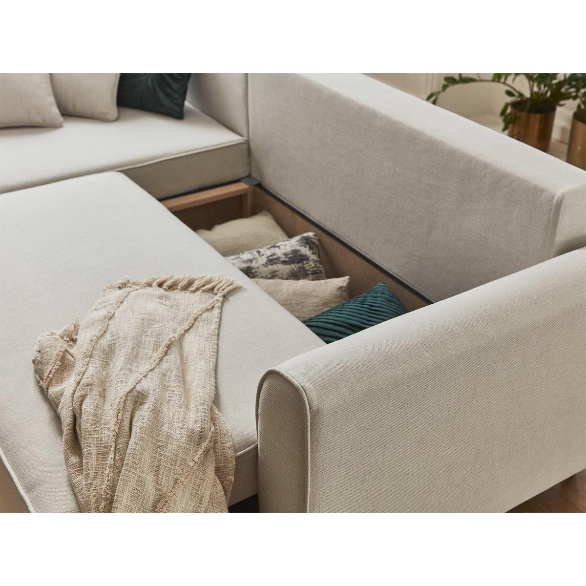 BEST MOBILIER Saphir - canapé d'angle réversible 4 places - convertible - avec coffre - en tissu