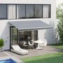 Voir la diapositive 2 : OUTSUNNY Store banne manuel rétractable alu. polyester imperméabilisé haute densité 4 x 2,5 m gris