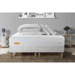 SEPTNUITS PACK Matelas + double sommiers Memo Bio  Mousse à mémoire de forme 5 zones de confort Maxi épaisseur. Coloris disponibles : Blanc