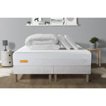 SEPTNUITS PACK Matelas + double sommiers Memo Bio  Mousse à mémoire de forme 5 zones de confort Maxi épaisseur. Coloris disponibles : Blanc