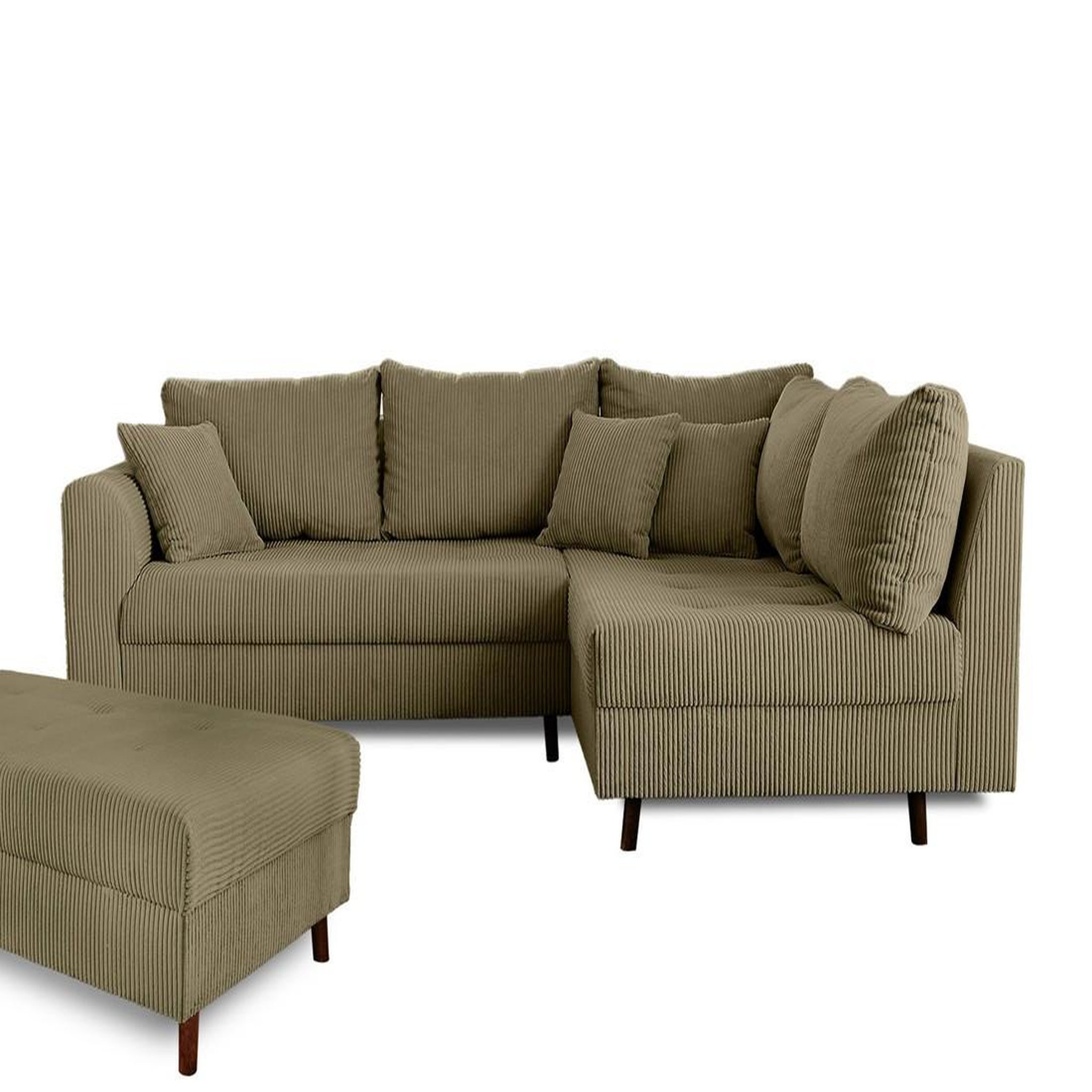 Voir la diapositive 6 : LISA DESIGN Rune - canapé d'angle droit - 4 places - avec pouf d'appoint - en velours côtelé