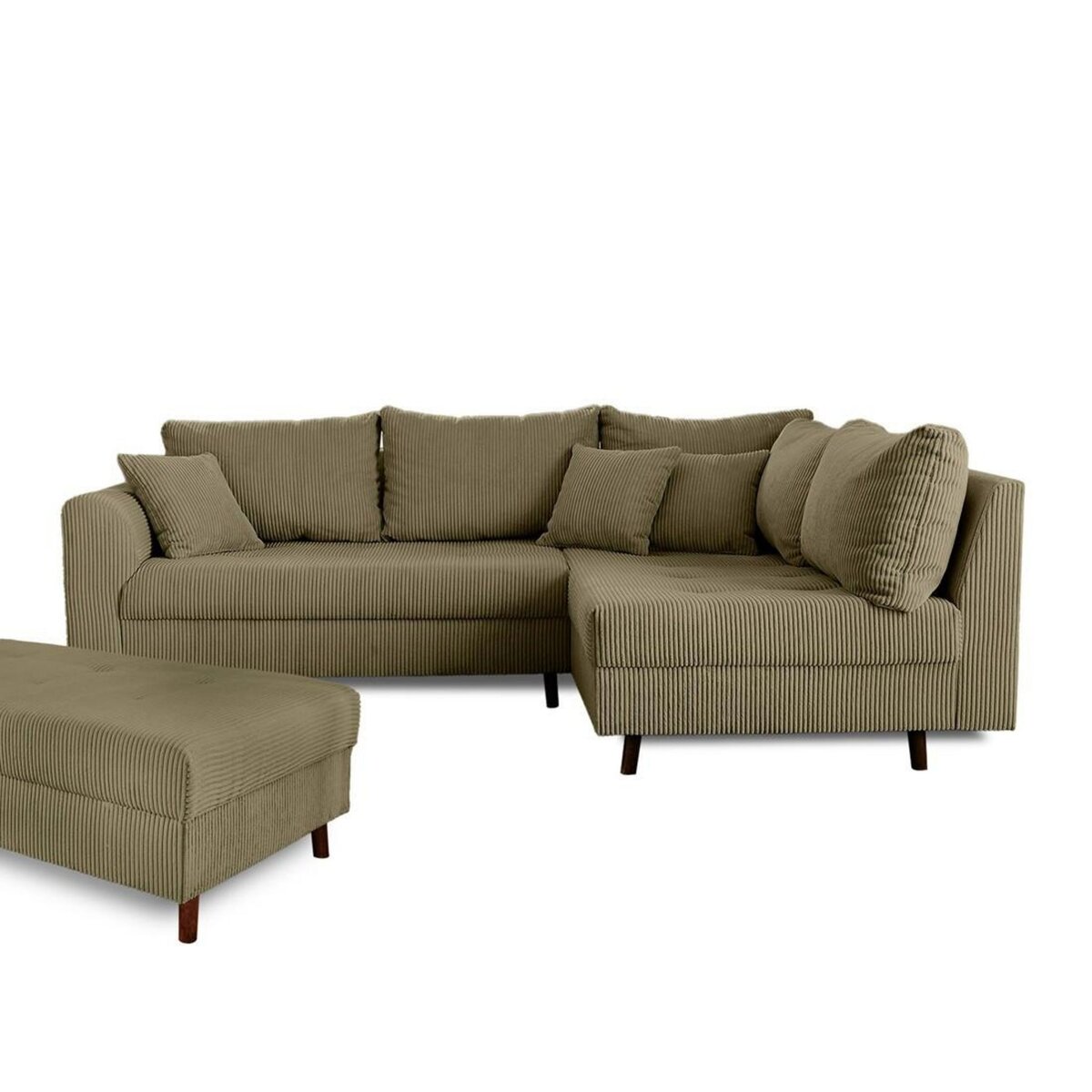 LISA DESIGN Rune - canapé d'angle droit - 4 places - avec pouf d'appoint - en velours côtelé